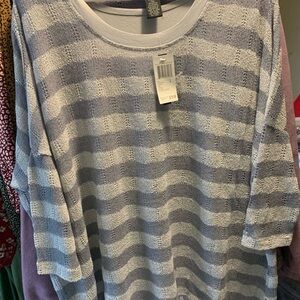 Striped Gray and White Knit Top